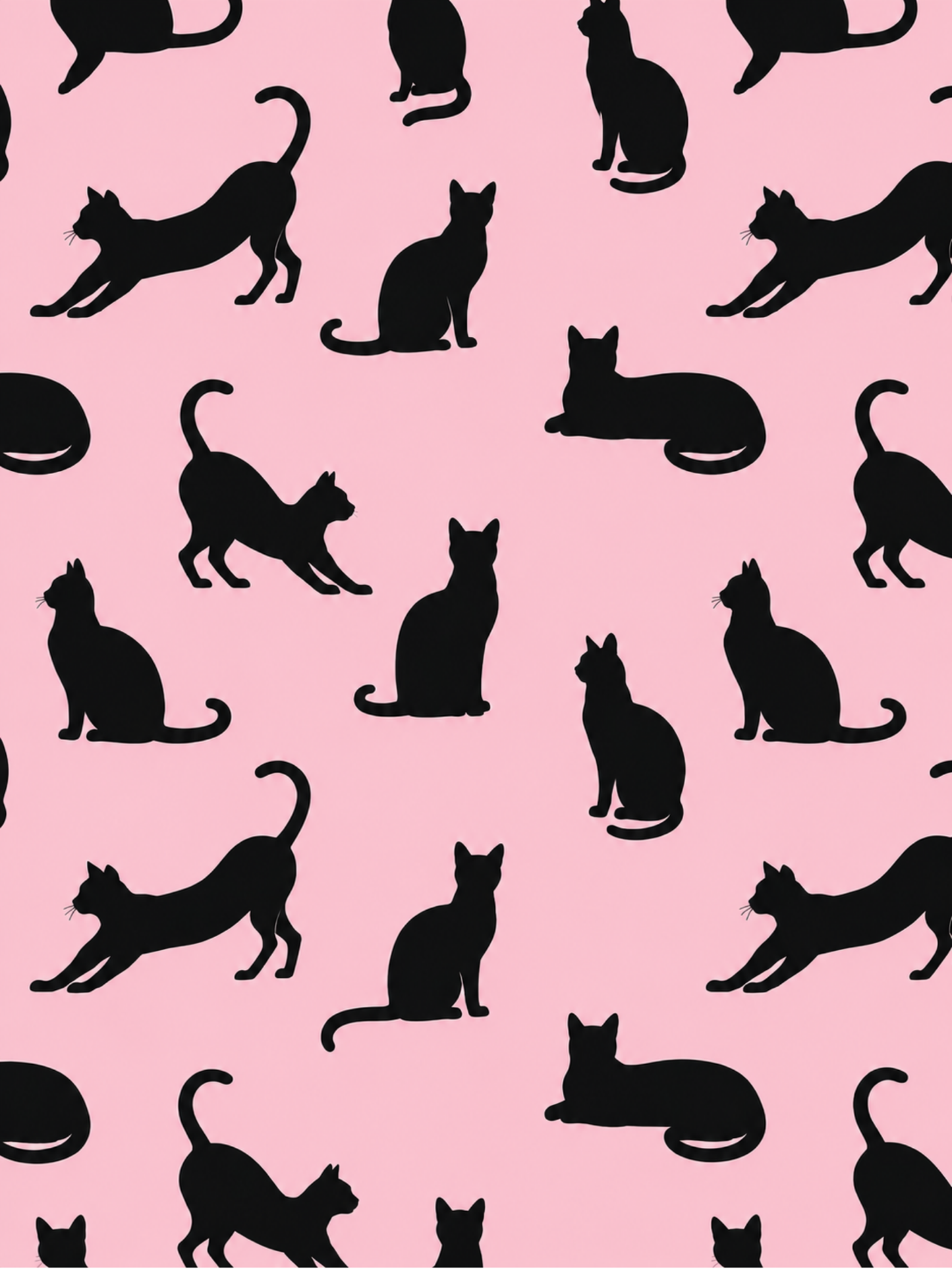Pink Minimalist Cat Silhouette Pattern / Animal Patterns Printable Art 2 / Premium Printable Digital Download