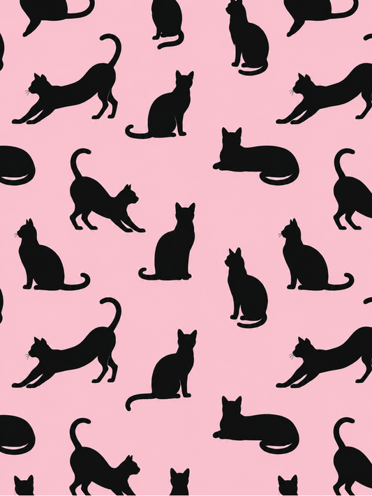 Pink Minimalist Cat Silhouette Pattern / Animal Patterns Printable Art 2 / Premium Printable Digital Download