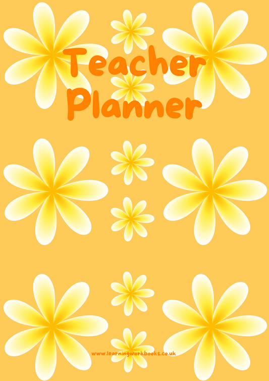 Yellow Flowers with Orange Background Teacher Planner