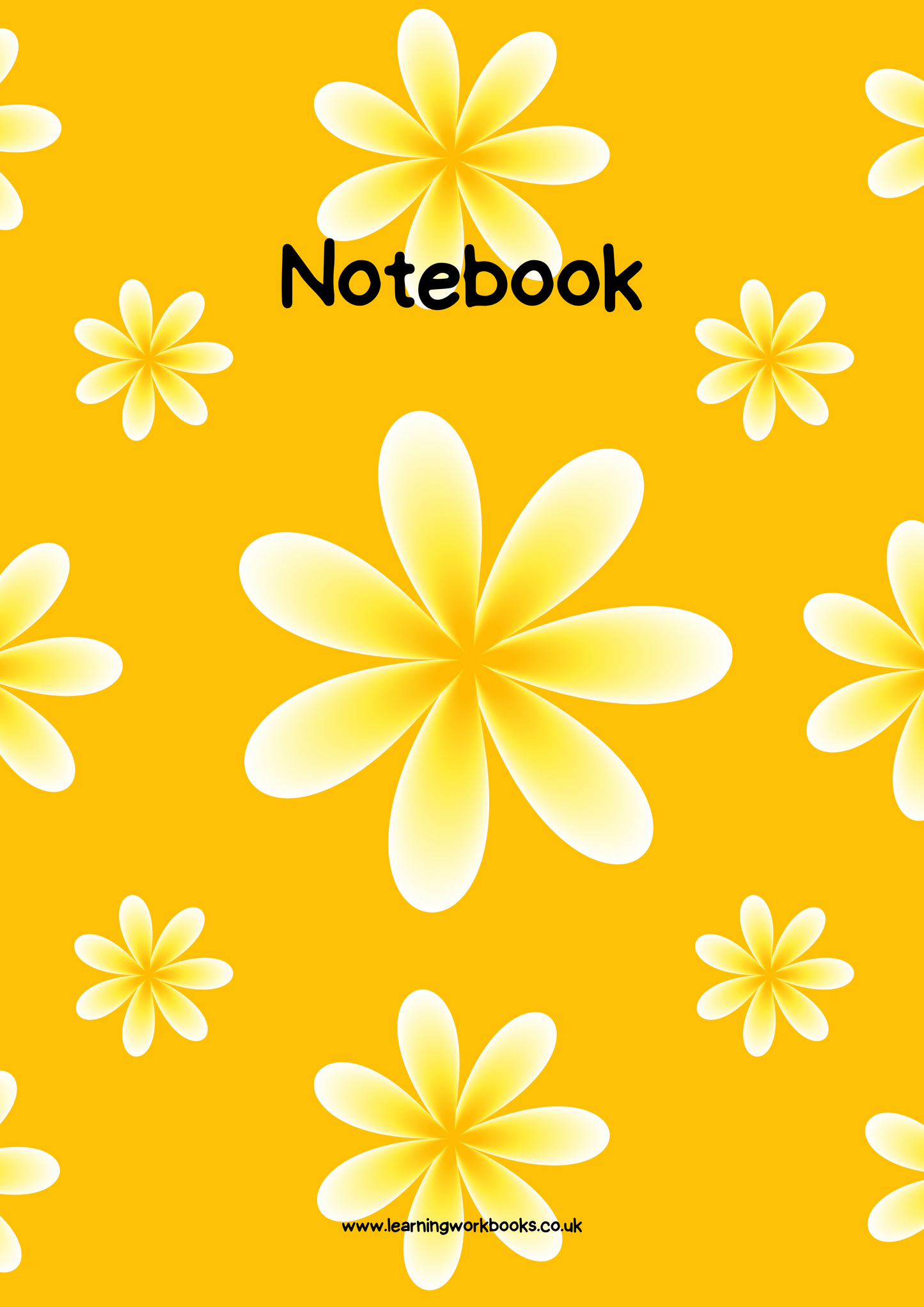 Yellow Flowers with Orange Background A4 Lined Notebook (Downloadable Ebook)