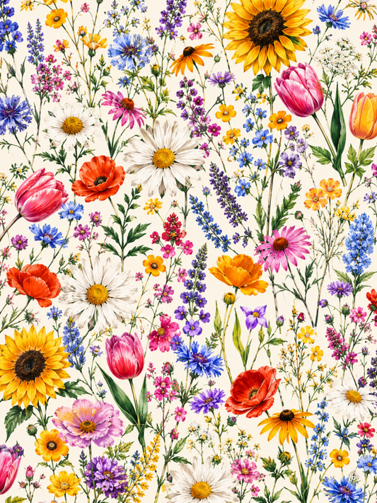 Vibrant Wildflower Garden Pattern / Floral Printable Art 5 / Premium Printable Digital Download