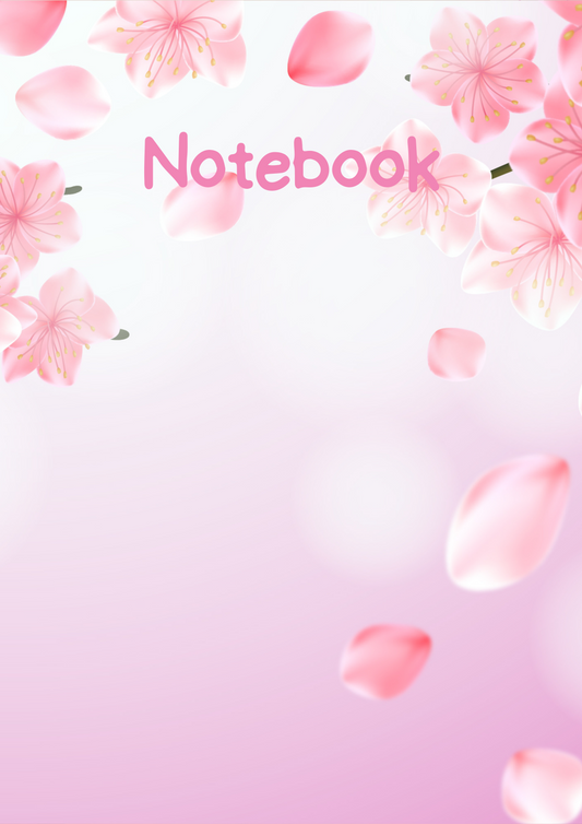 Pink Flowers with Pink Background A4 Lined Notebook (Downloadable Ebook)