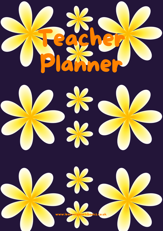 Yellow Flowers with Navy Background Teacher Planner