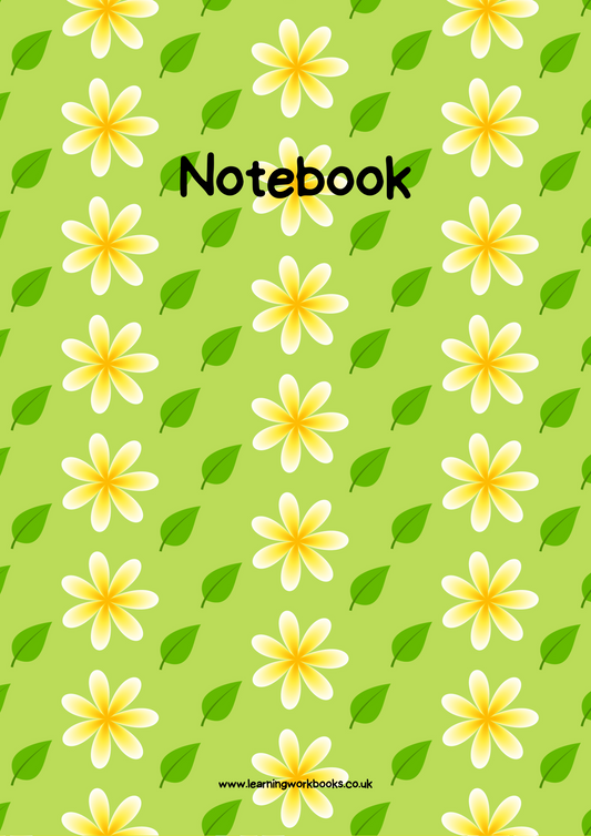 Yellow Flowers with Green Leaves A4 Lined Notebook (Downloadable Ebook)