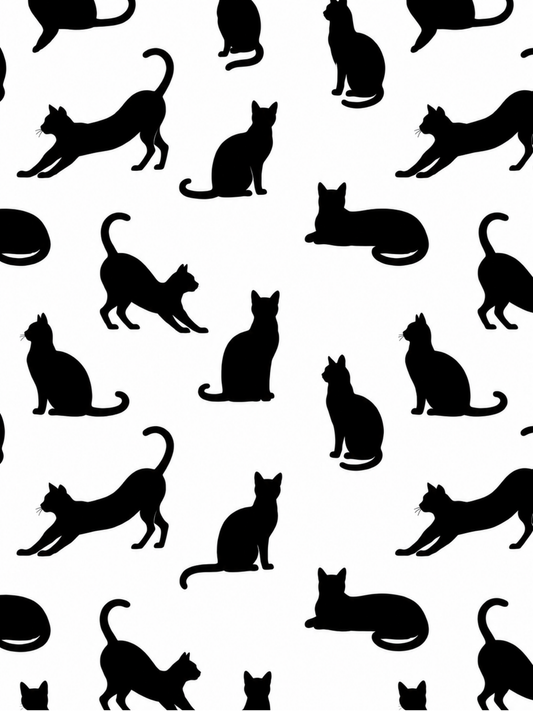 White Minimalist Cat Silhouette Pattern / Animal Patterns Printable Art 3 / Premium Printable Digital Download