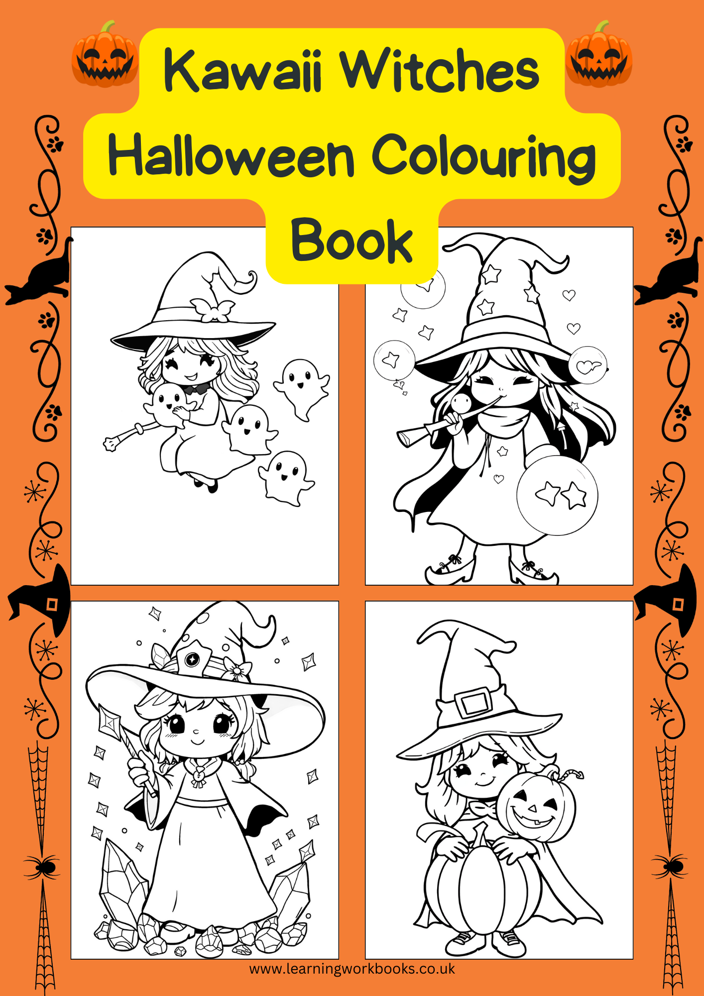 Kawaii Witches Halloween Colouring Book