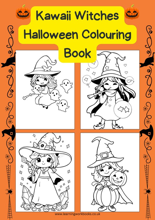 Kawaii Witches Halloween Colouring Book