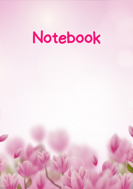 Pink Tulips A4 Lined Notebook (Downloadable Ebook)