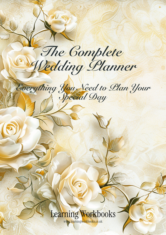 The Complete Wedding Planner – Design Number 1: Ivory and Gold Flowers (downloadable, high quality print, 100 pages)