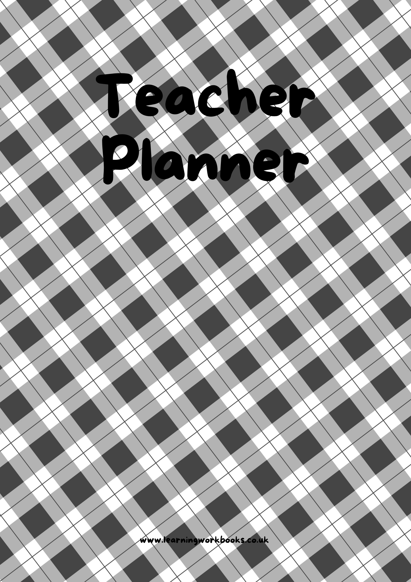 Black, White and Grey Buffalo Plaid Teacher Planner