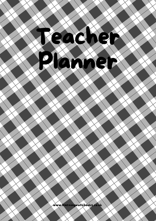 Black, White and Grey Buffalo Plaid Teacher Planner