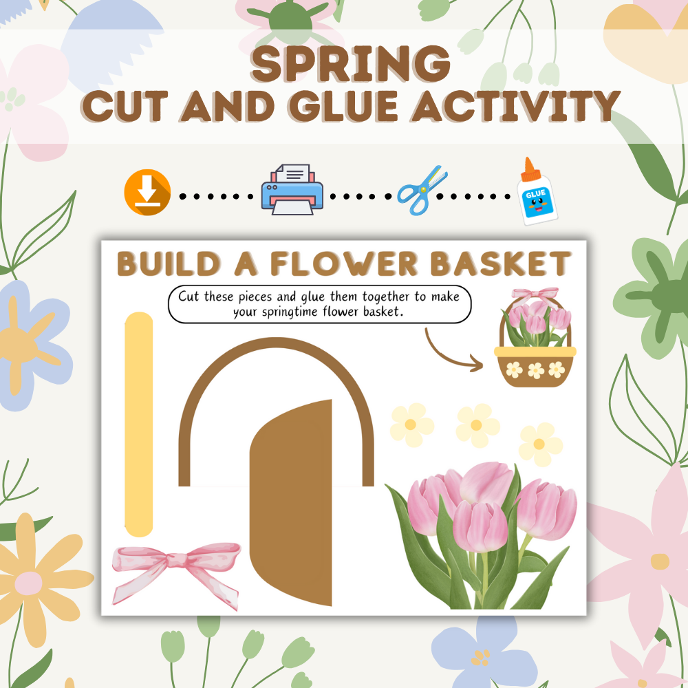 Build a Flower Basket Arts and Crafts Template (downloadable digital product)