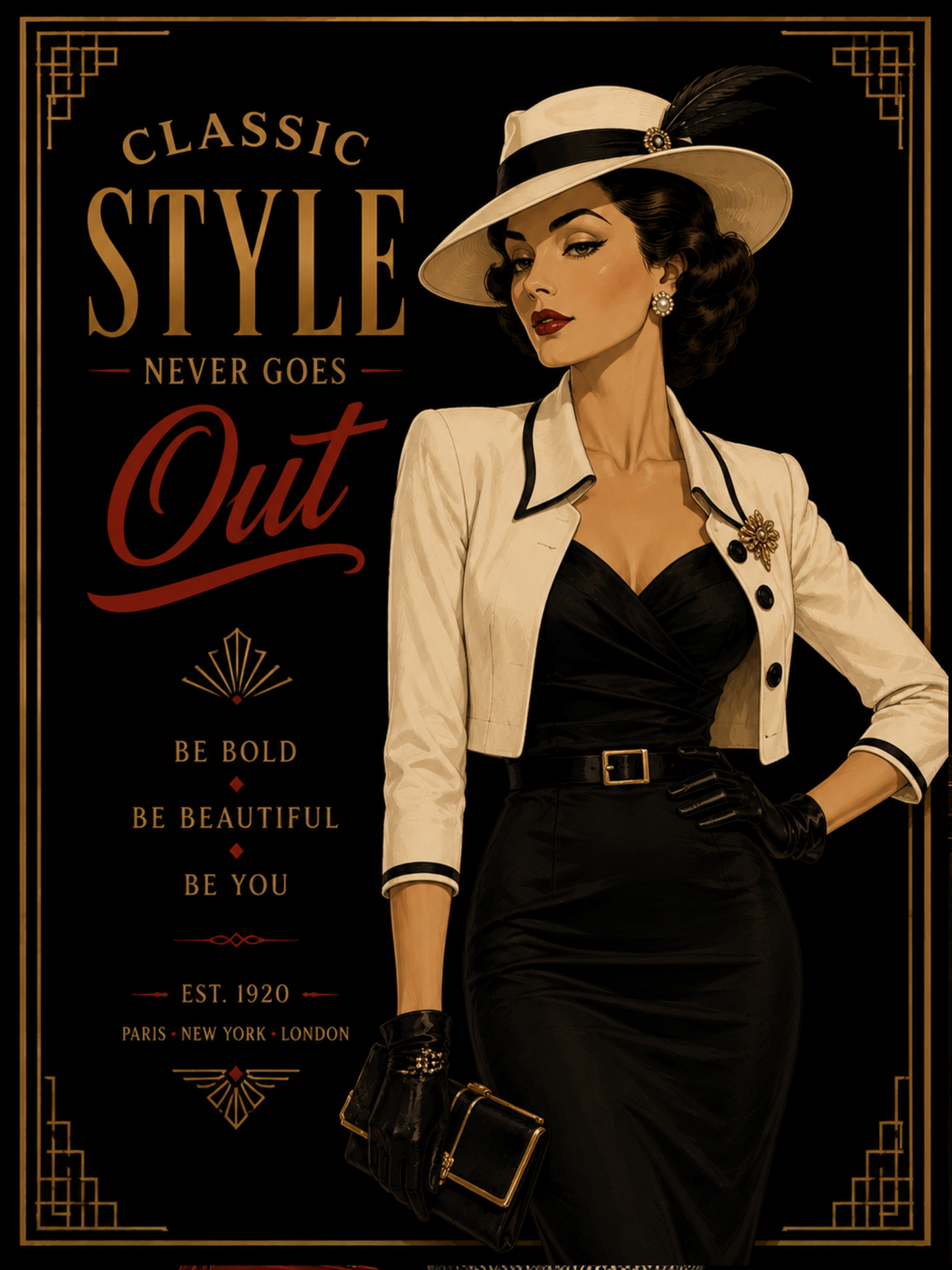 Vintage Art Deco Fashion Illustration / Vintage Women Printable Art 5 / Premium Printable Digital Download / High Resolution for High Quality Printing