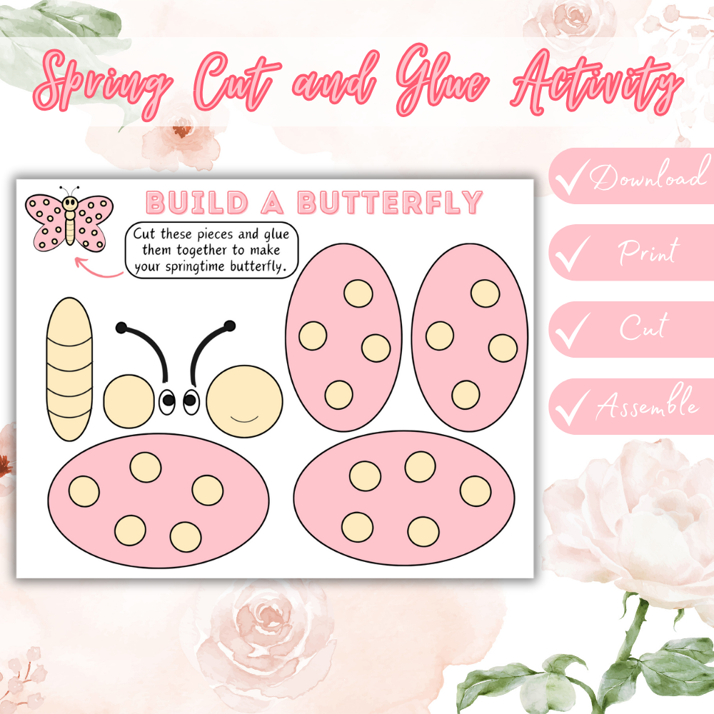 Build a Butterfly Arts and Crafts Template (downloadable digital product)