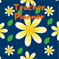 Yellow Flowers and Green Leaves with Navy Background Teacher Planner