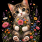 Cute Cat Holding a Bouquet  / Cats Printable Art 1 / Premium Printable Digital Download
