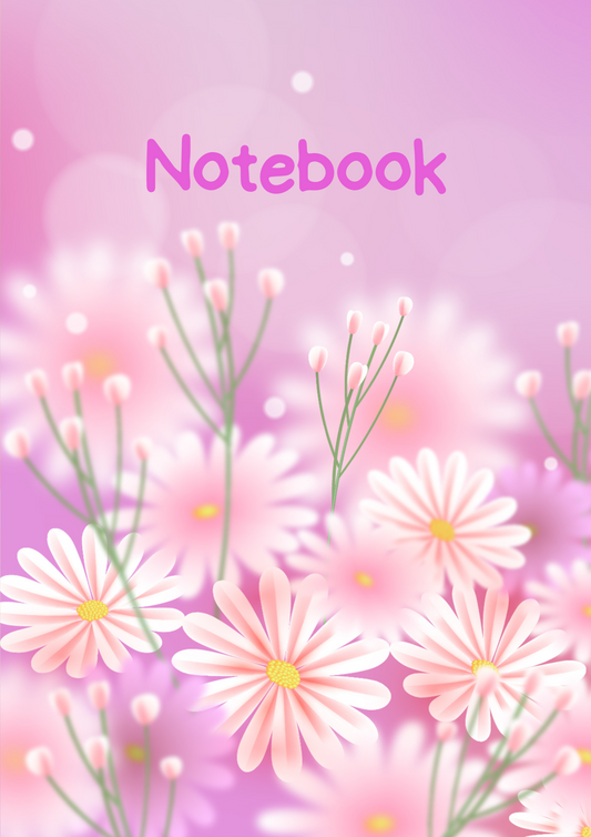 Peach Flowers with Purple Background A4 Lined Notebook (Downloadable Ebook)