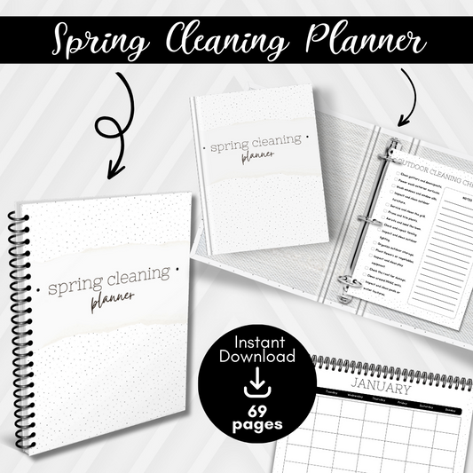 Black and White Spring Cleaning Planner