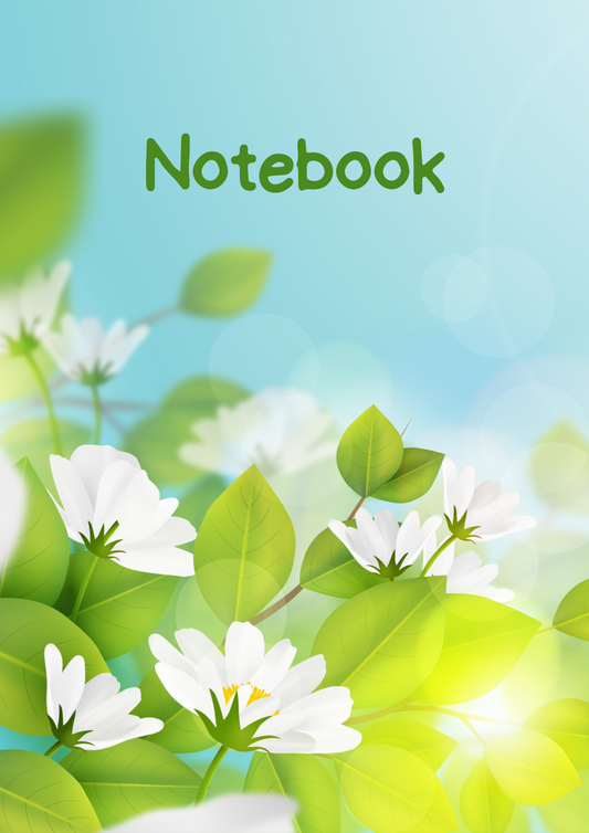 Daisies and Green Leaves A4 Lined Notebook (Downloadable Ebook)
