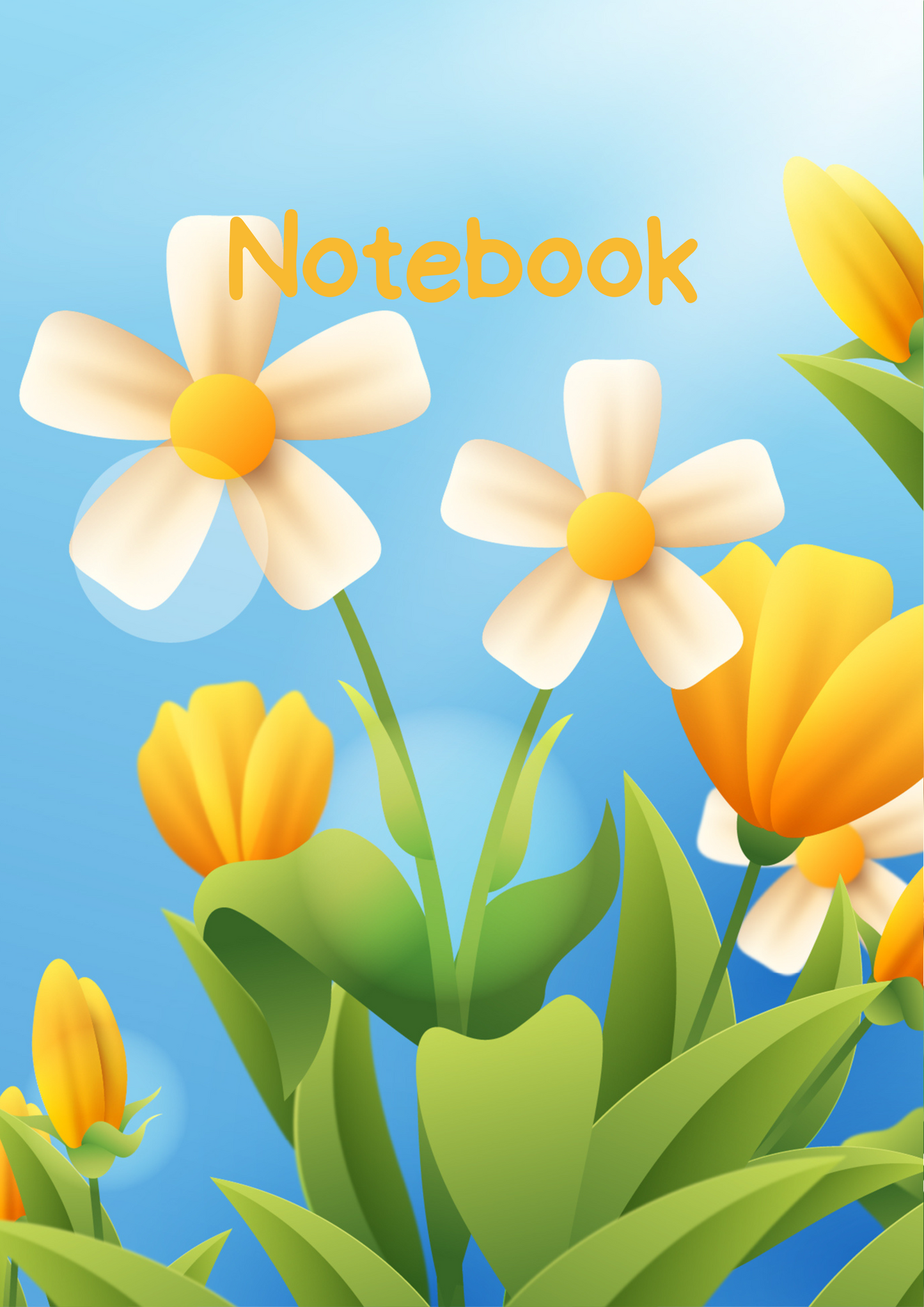 White and Yellow Flowers A4 Lined Notebook (Downloadable Ebook)