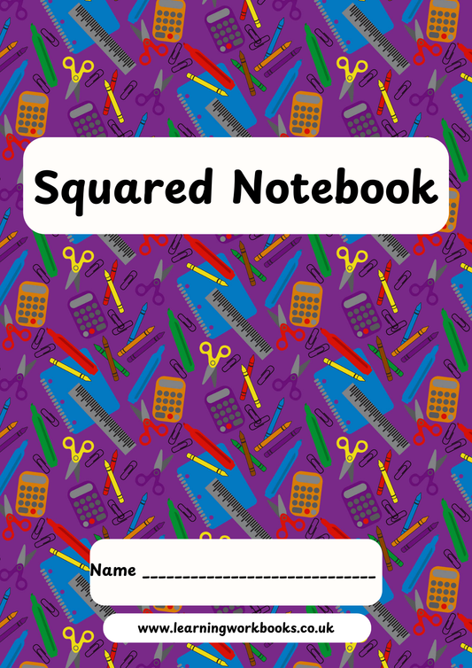 School Pattern 7mm Squared Notebook 17 (downloadable digital product)