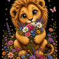 Cute Lion Holding a Bouquet / Lions Printable Art 1 / Premium Printable Digital Download