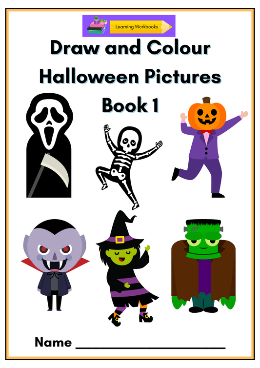 Draw and Colour Halloween Pictures Book 1