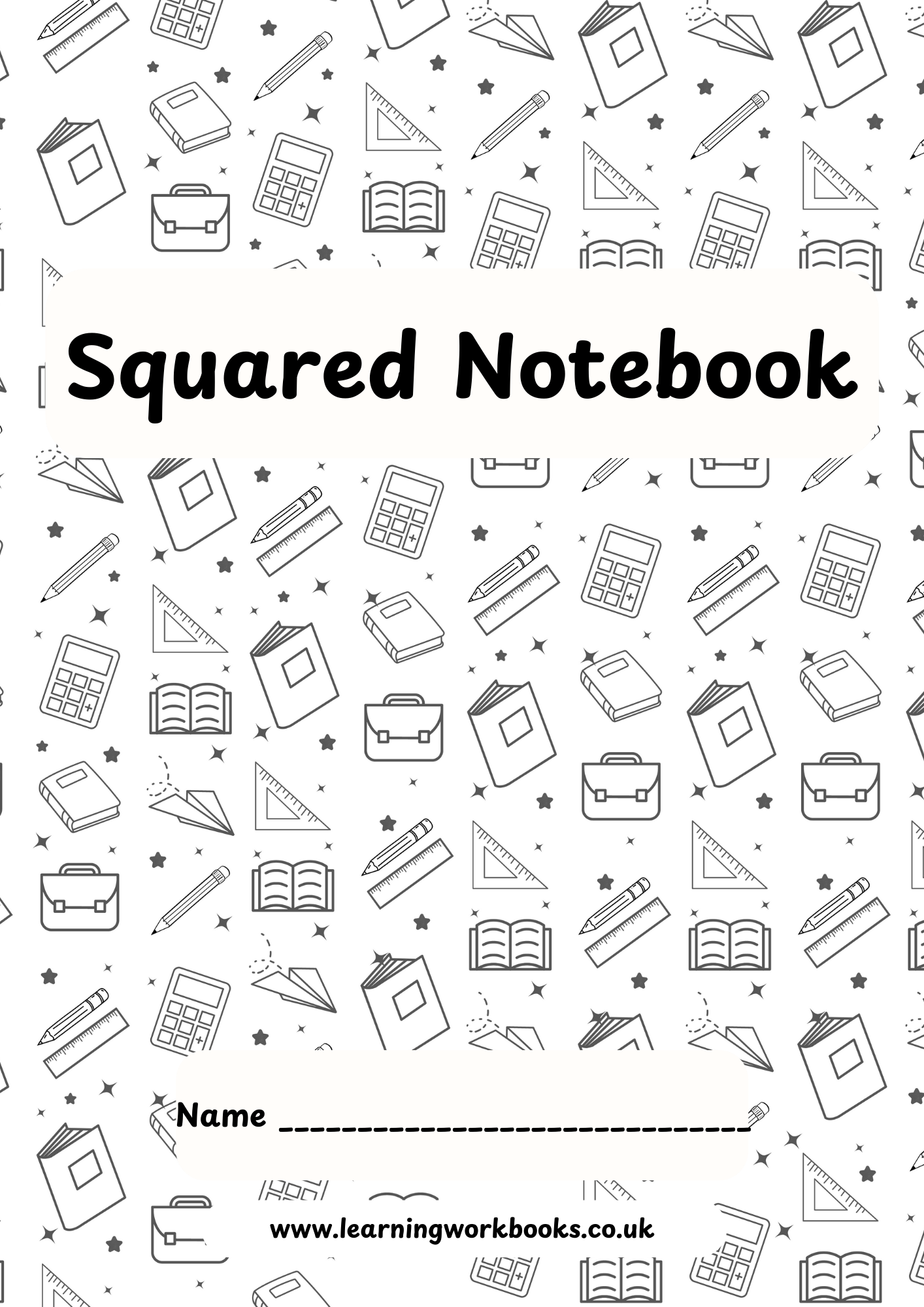 School Pattern 7mm Squared Notebook 1 (downloadable digital product)