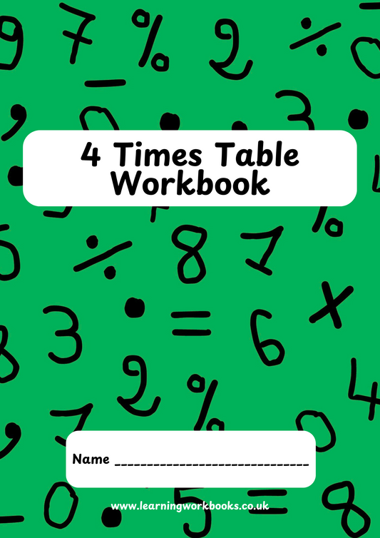 4 Times Table Workbook (downloadable digital product)