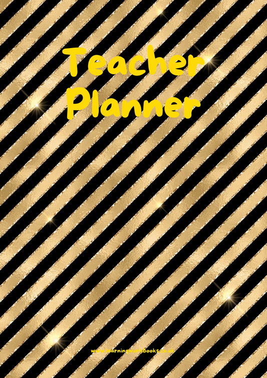 Honey Gold and Black Striped Teacher Planner