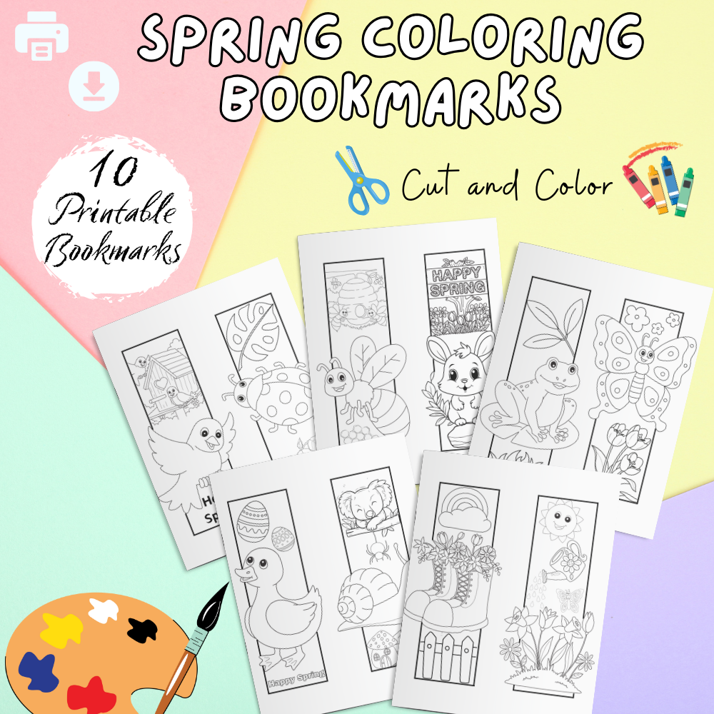 10 Printable Springtime Bookmarks (downloadable digital product)