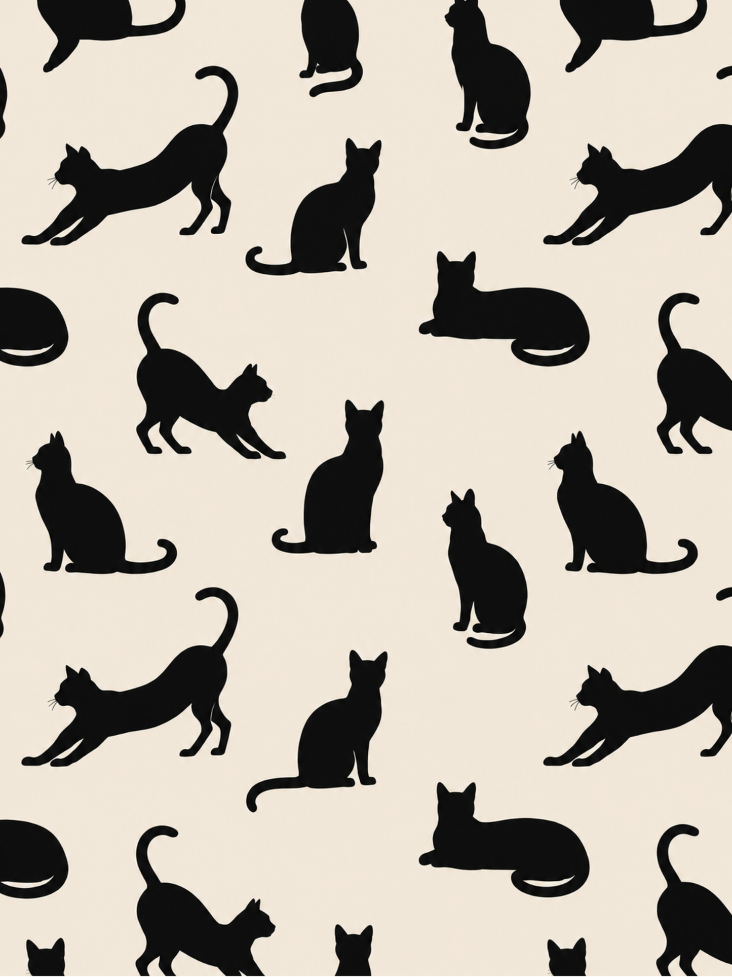 Beige Minimalist Cat Silhouette Pattern / Animal Patterns Printable Art 1 / Premium Printable Digital Download