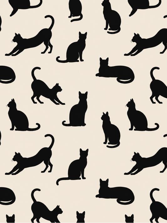 Beige Minimalist Cat Silhouette Pattern / Animal Patterns Printable Art 1 / Premium Printable Digital Download