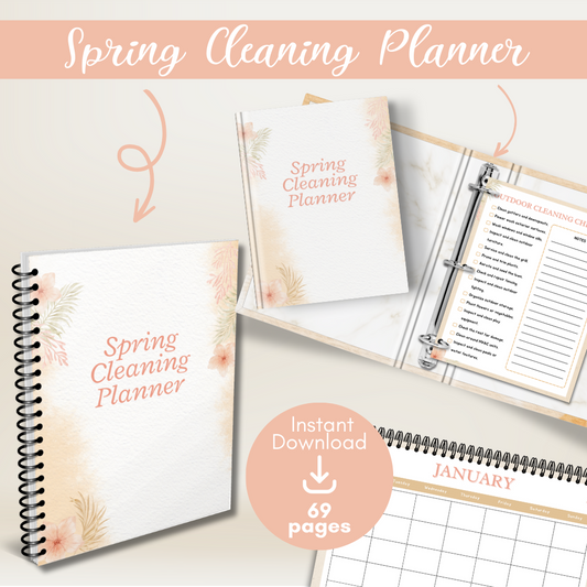 Peach Spring Cleaning Planner