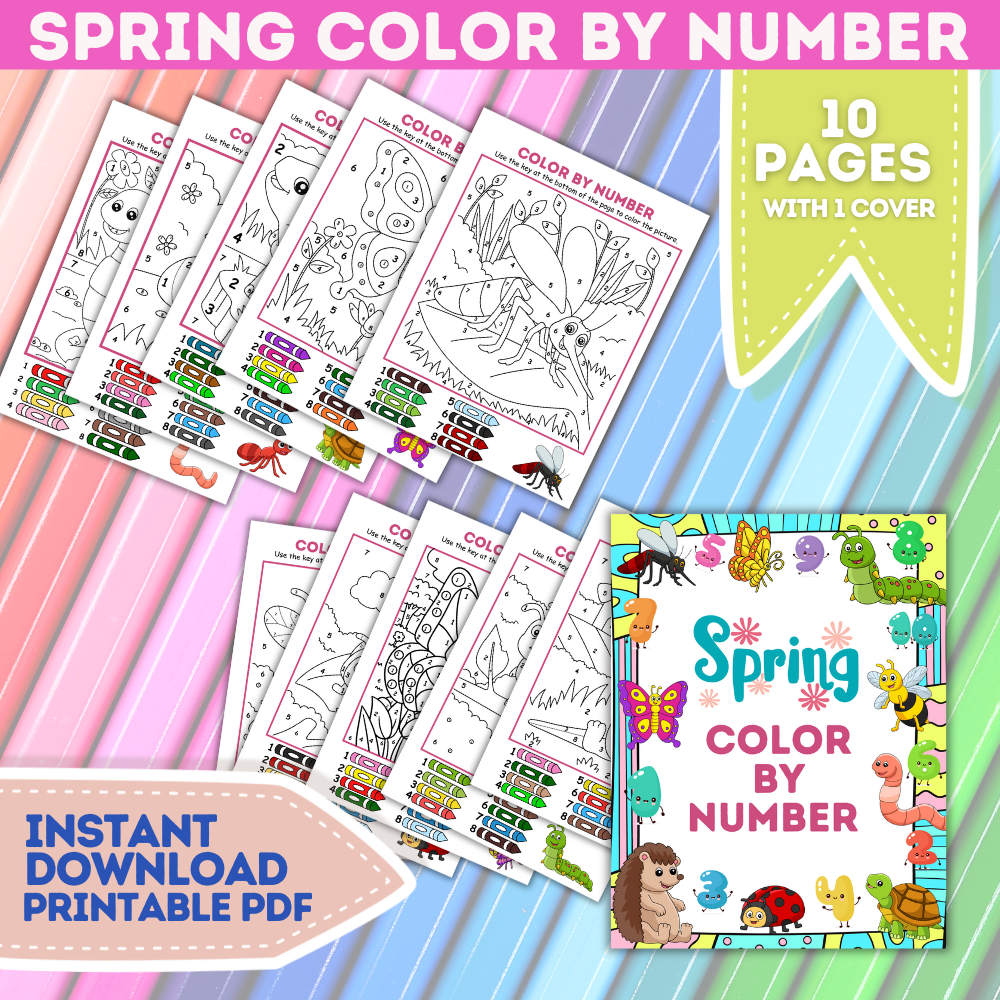 Spring Colour by Number Activity Book (downloadable digital product)