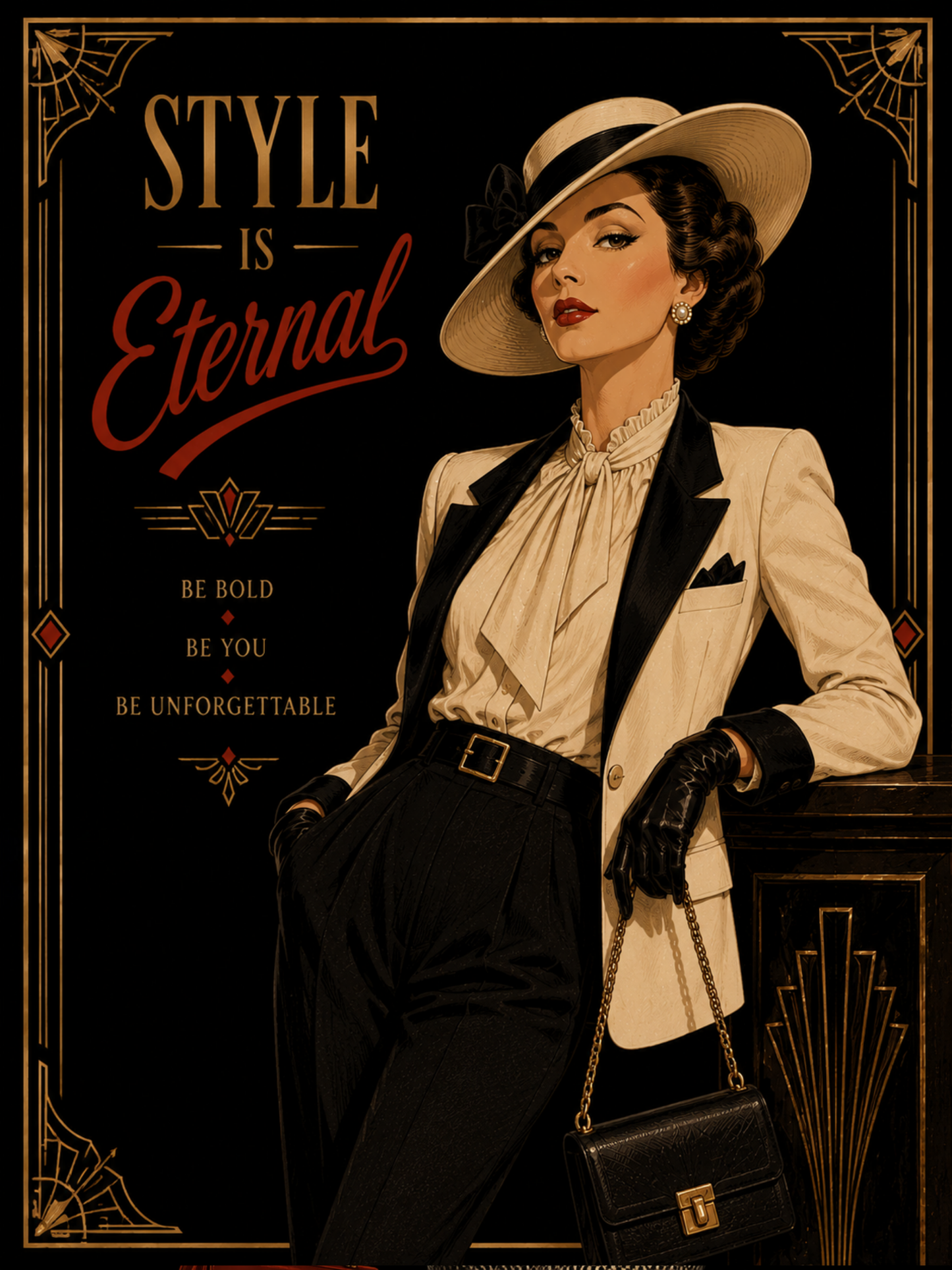 Vintage Art Deco Fashion Illustration / Vintage Women Printable Art 4 / Premium Printable Digital Download / High Resolution for High Quality Printing