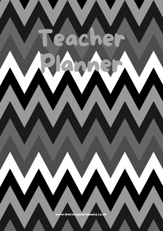 Black, White and Grey Zigzag Teacher Planner