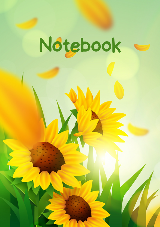 Sunflower and Grass A4 Lined Notebook (Downloadable Ebook)