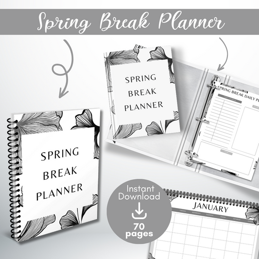 Black and White Spring Break Planner
