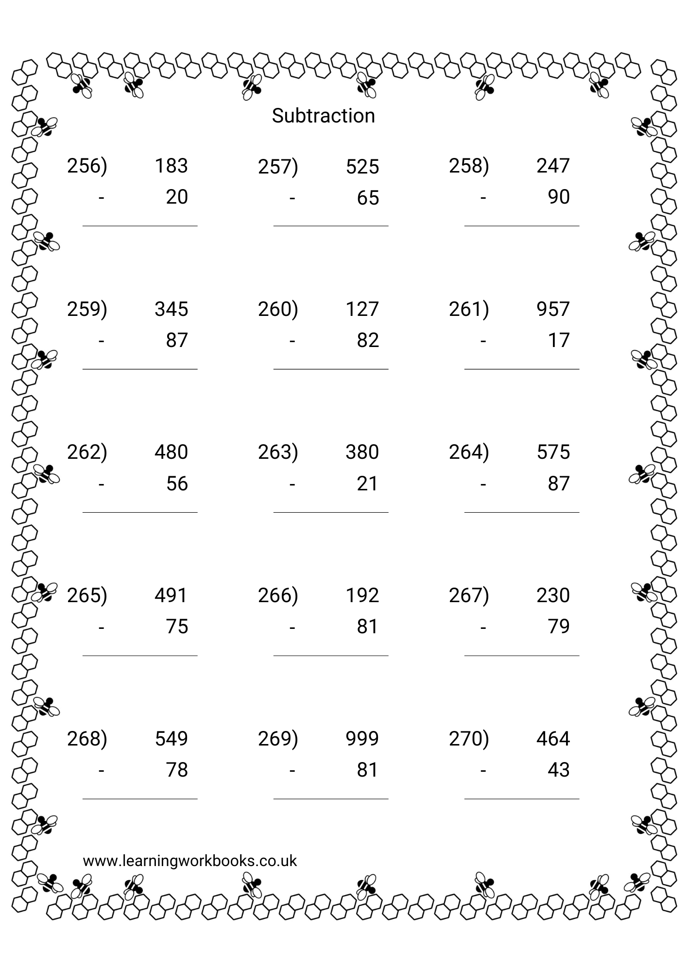 Subtracting 2 Digits From 3 Digit Numbers Workbook 2 (downloadable digital product)