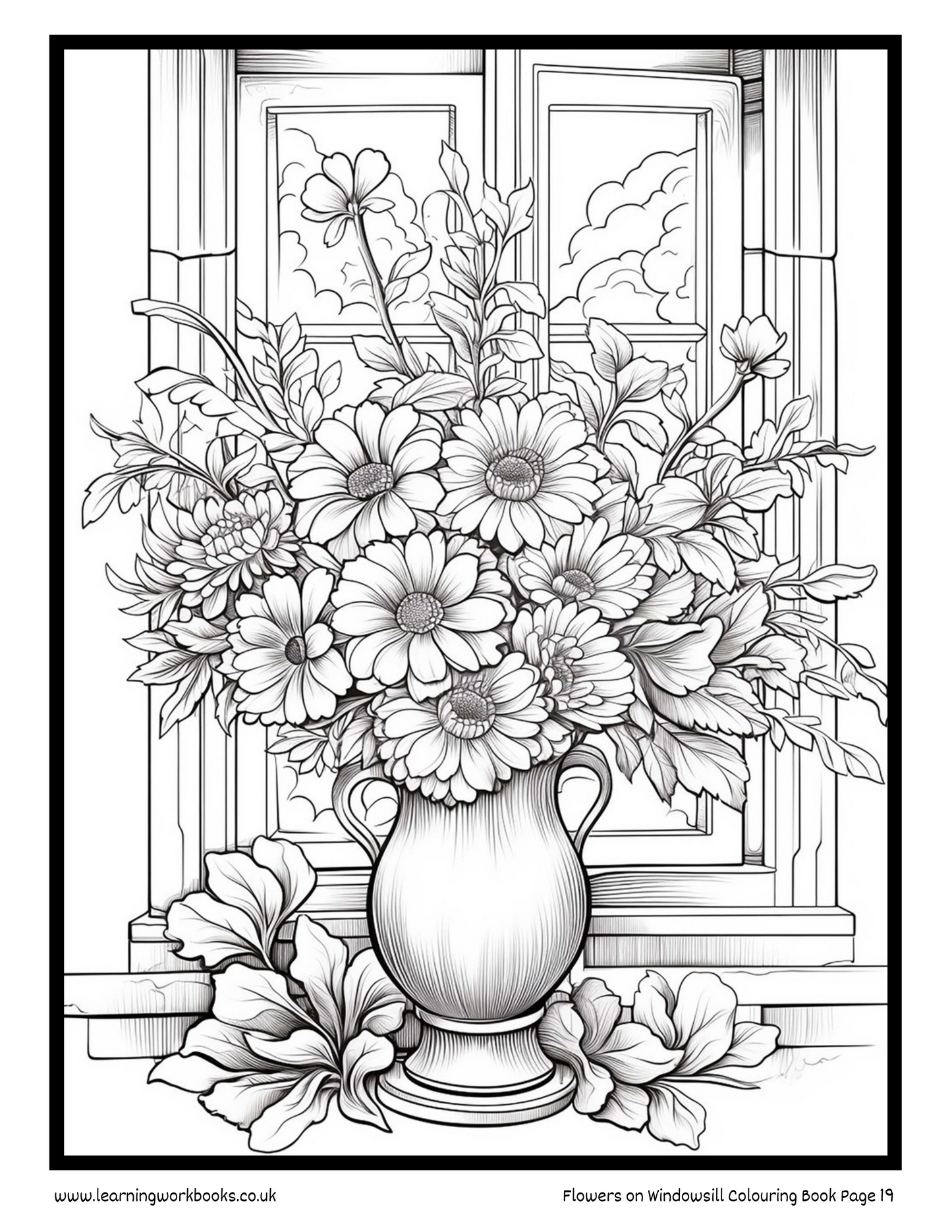 Flowers on Windowsill Colouring Book 4