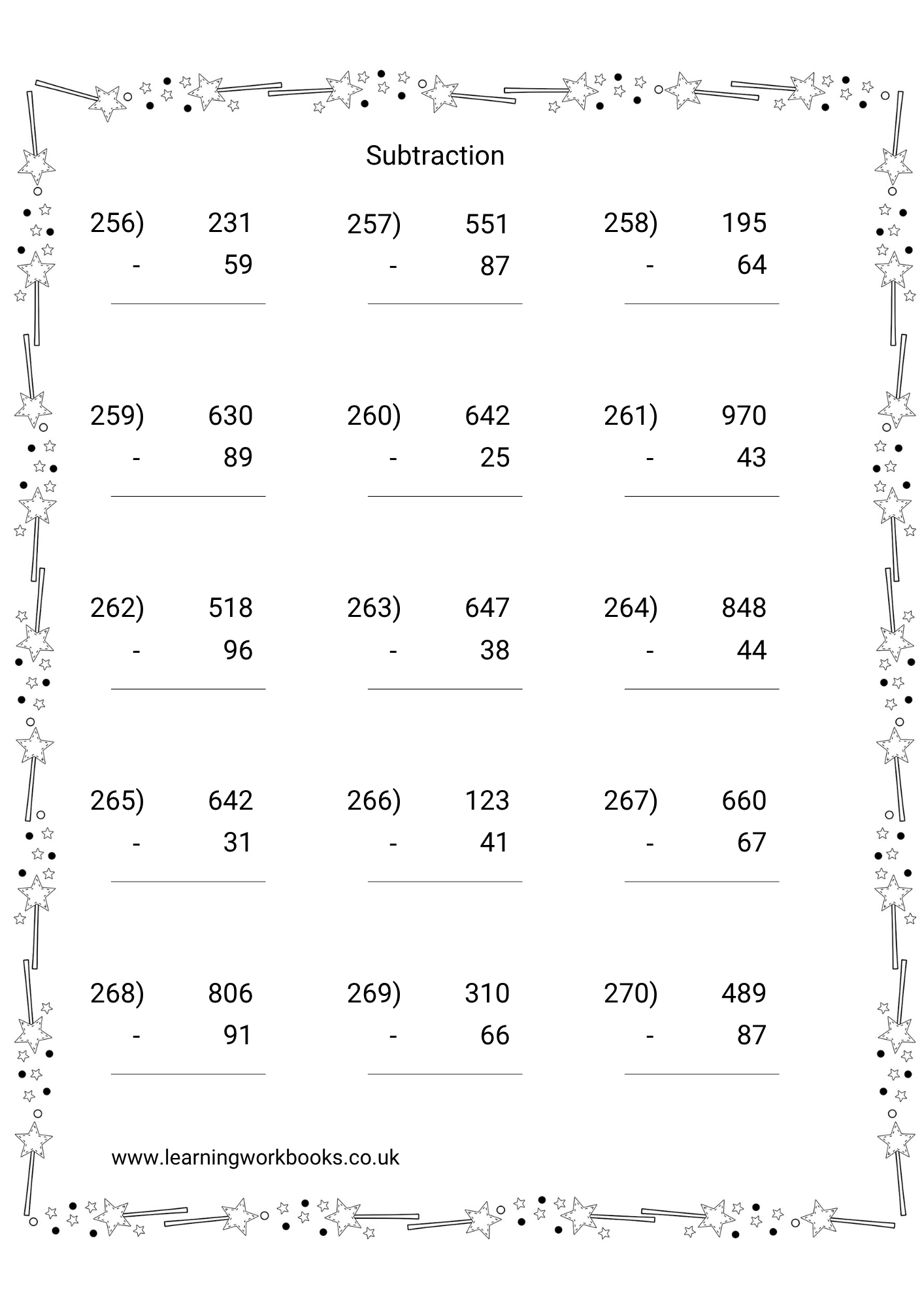 Subtracting 2 Digits From 3 Digit Numbers Workbook 1 (downloadable digital product)