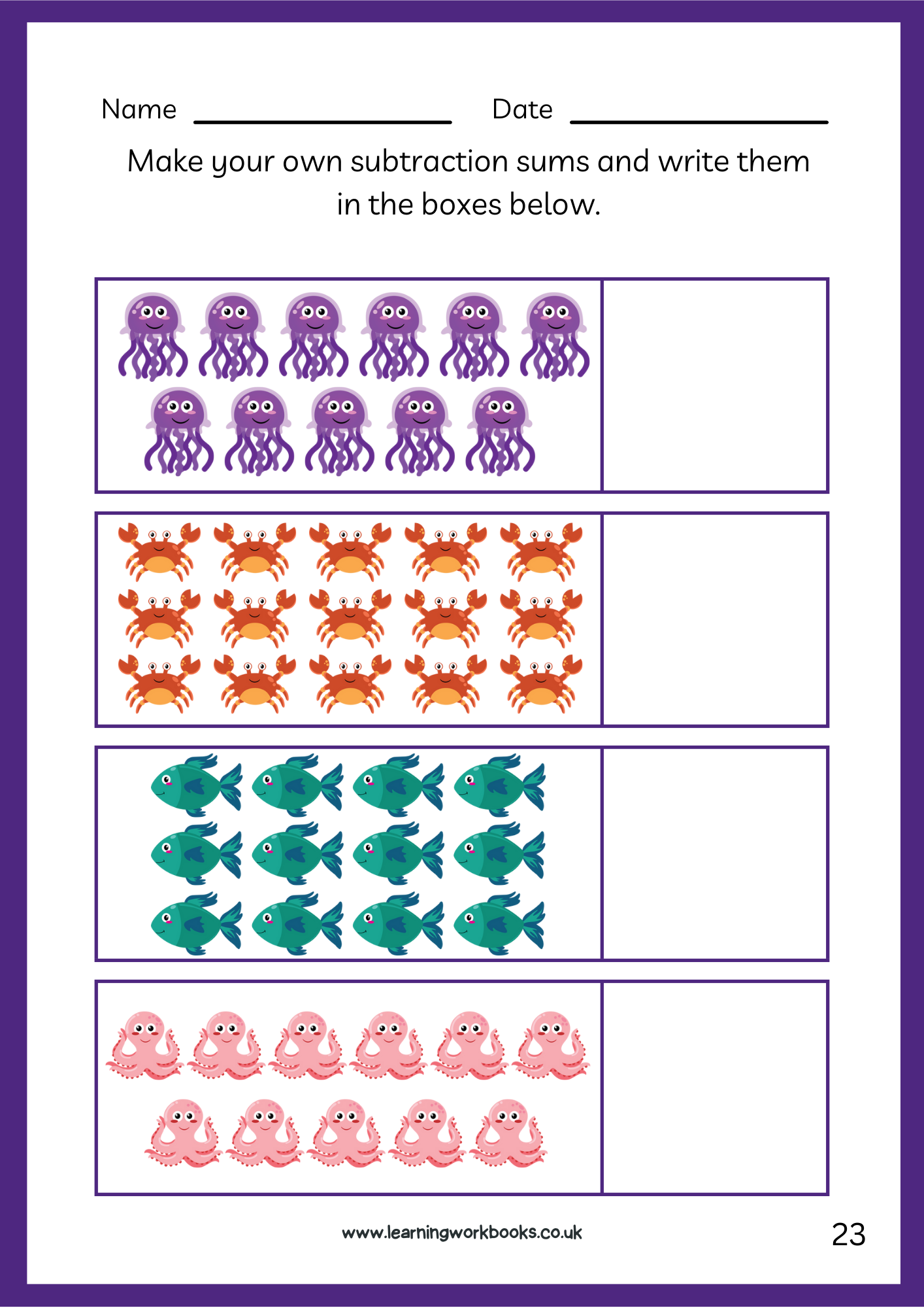 Subtraction to 20 Workbook 1 (downloadable digital product)