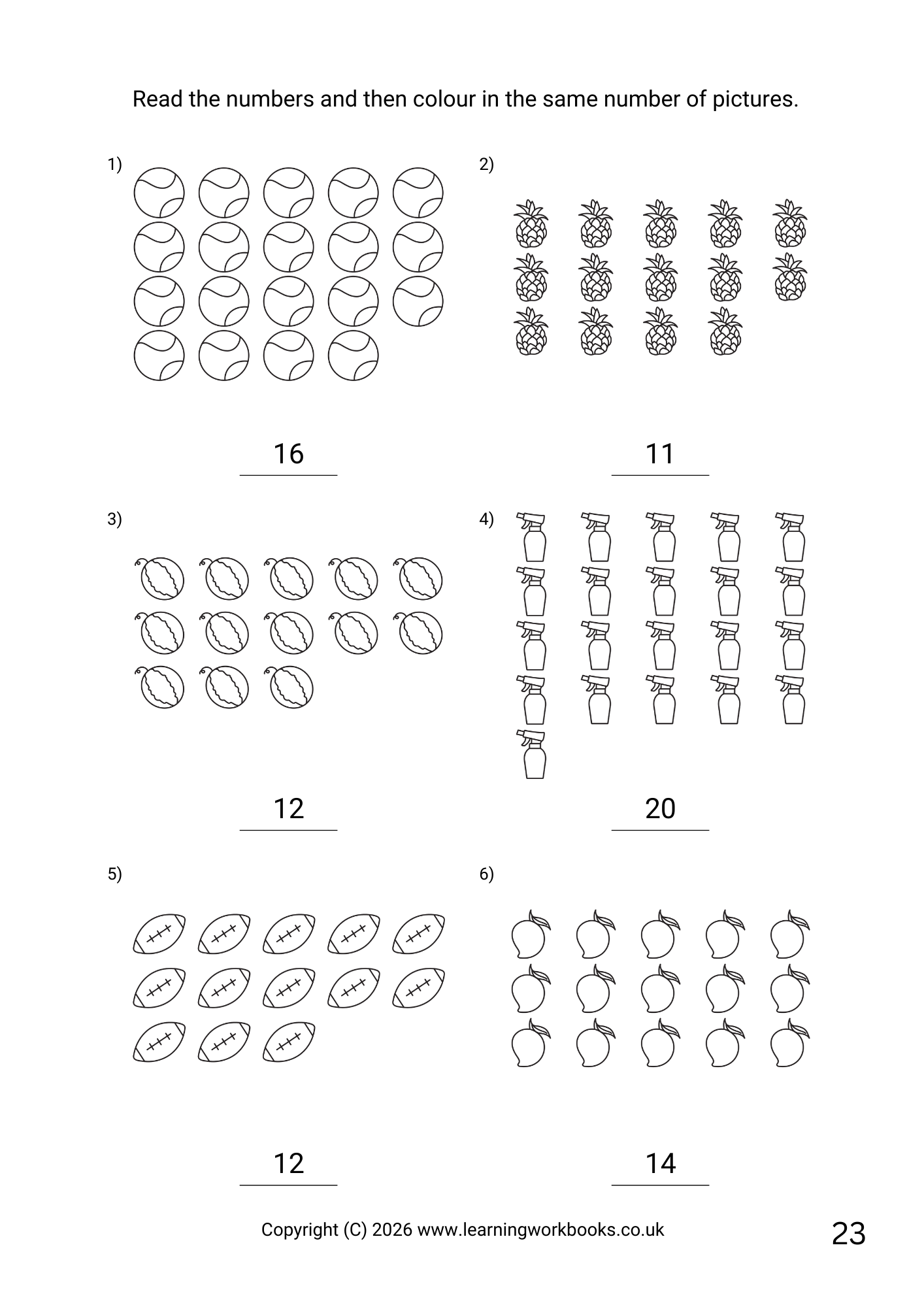 Counting to 20 Workbook 4 (downloadable digital product)