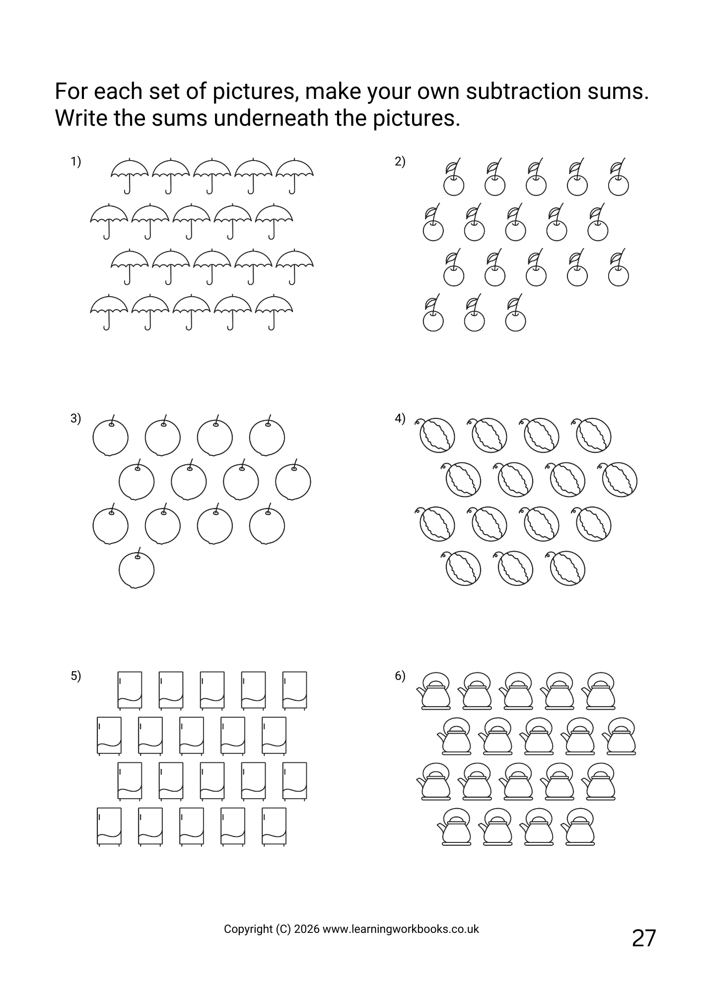 Subtraction to 20 Workbook 3 (downloadable digital product)