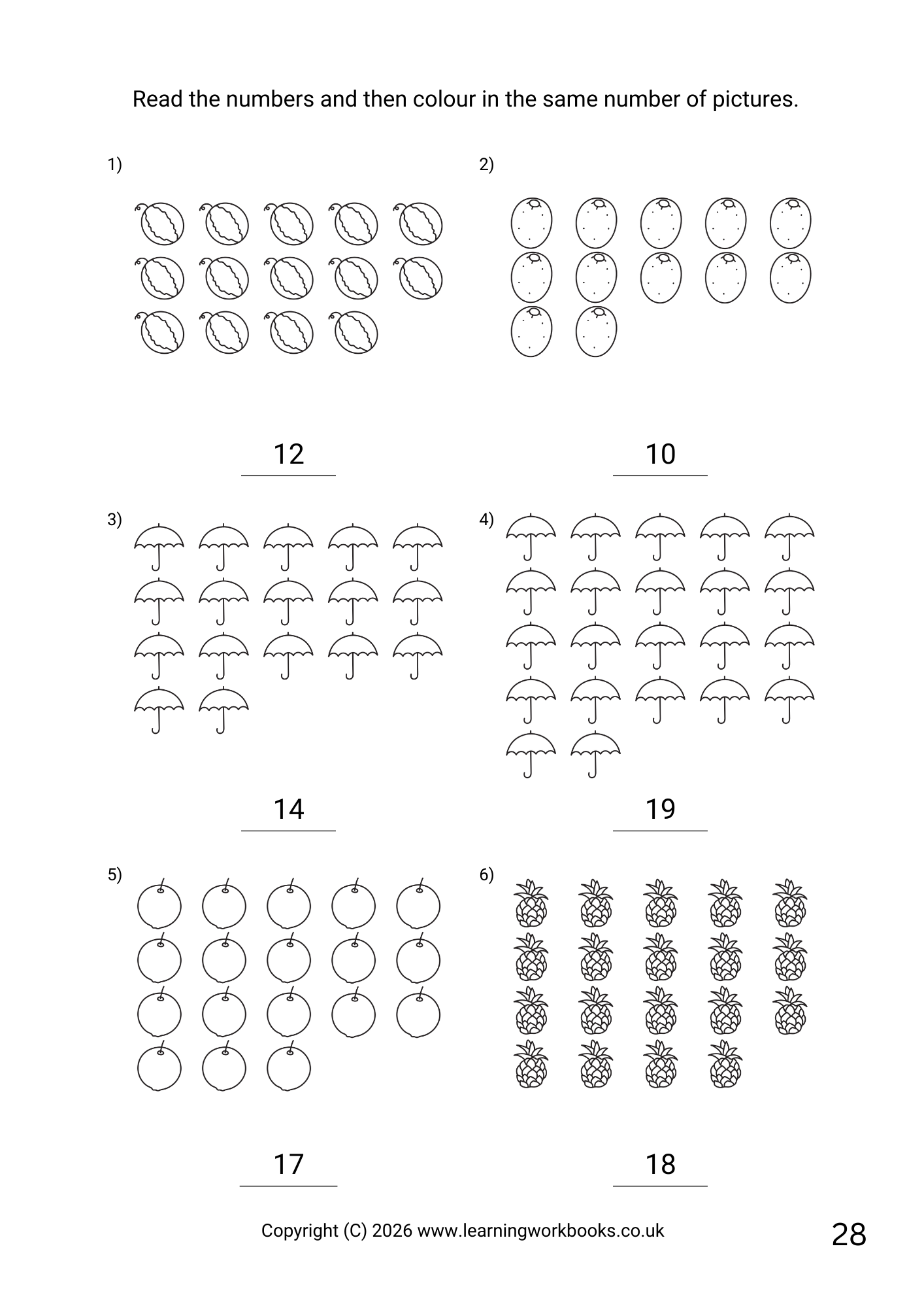 Counting to 20 Workbook 4 (downloadable digital product)