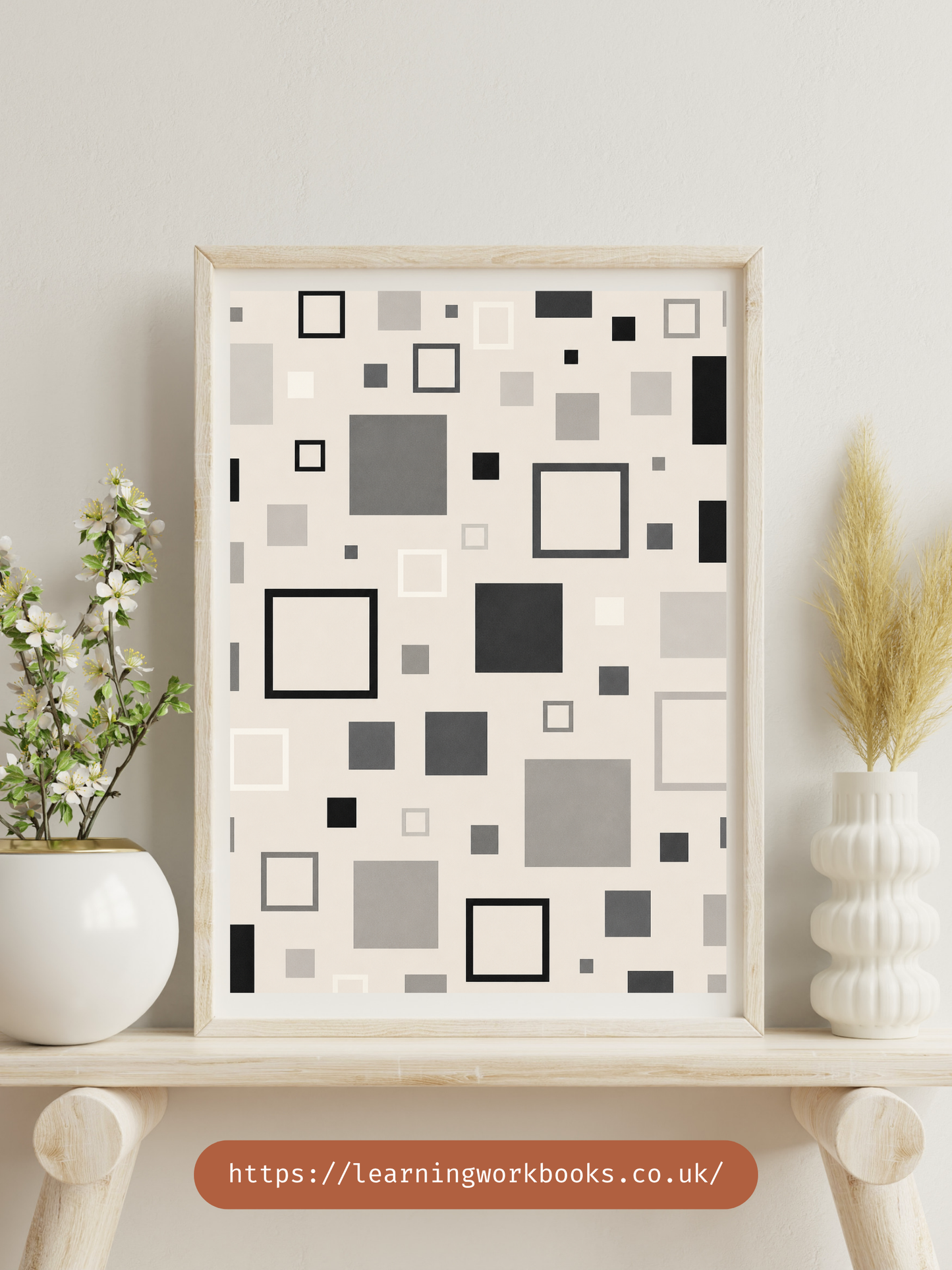 Modern Minimalist Geometric Squares Pattern / Geometric Patterns Wall Art 2 / Premium Printable Digital Download