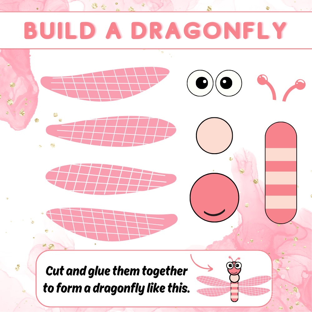 Build a Dragonfly Arts and Crafts Template (downloadable digital product)
