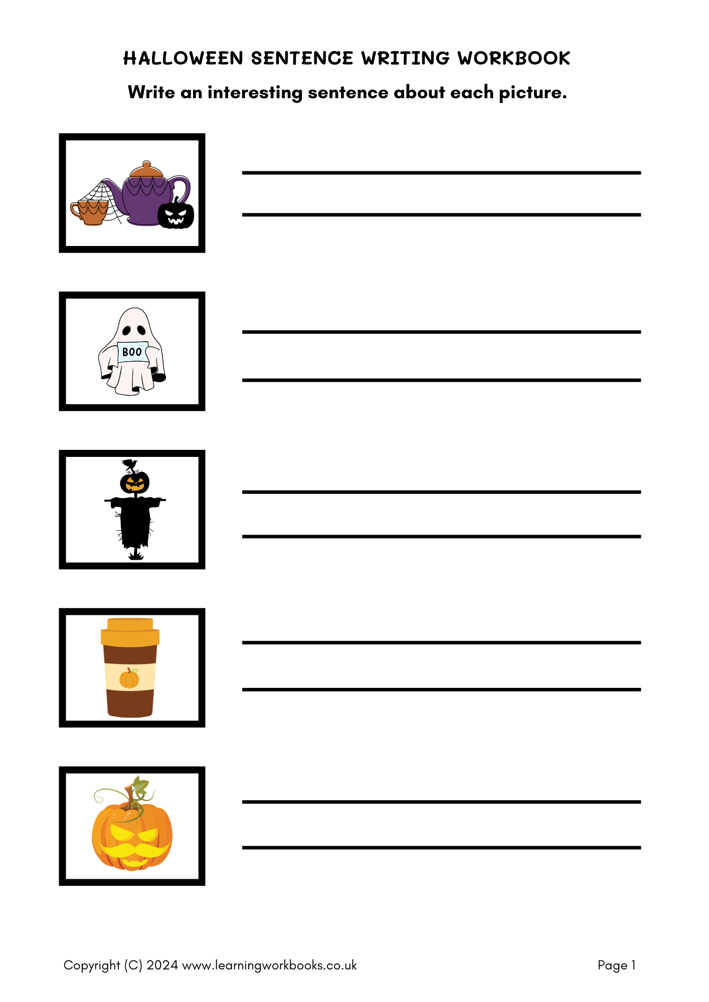 Halloween Sentence Writing Workbook