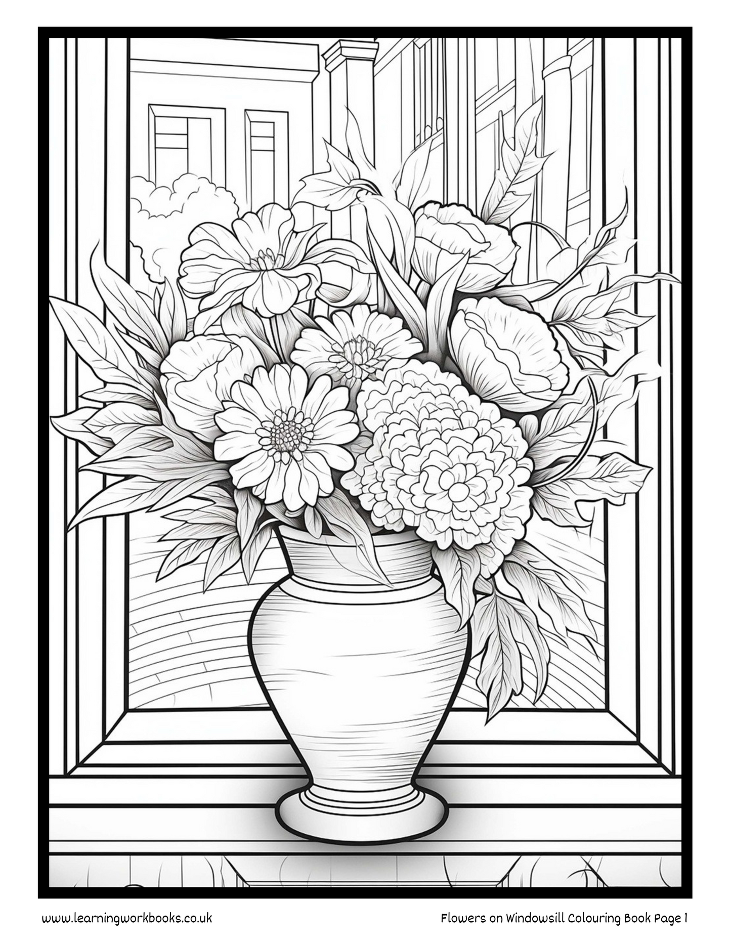 Flowers on Windowsill Colouring Book 4